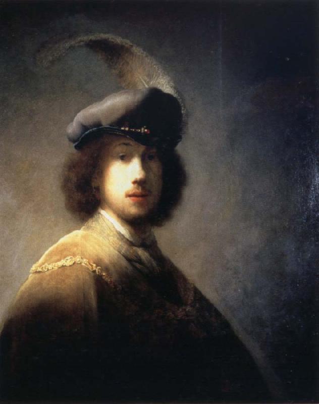 REMBRANDT Harmenszoon van Rijn Self-Portrait with Plumed Beret oil painting image